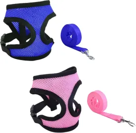 No Pull Dog Mesh Harness & Leash Set Adjustable Soft Padded Pet Vest with Easy Control Handle for Small Medium Dogs Cats,Puppy Harness,Step in Cat Dog Harness Vest for Training,Running,Walking (M)