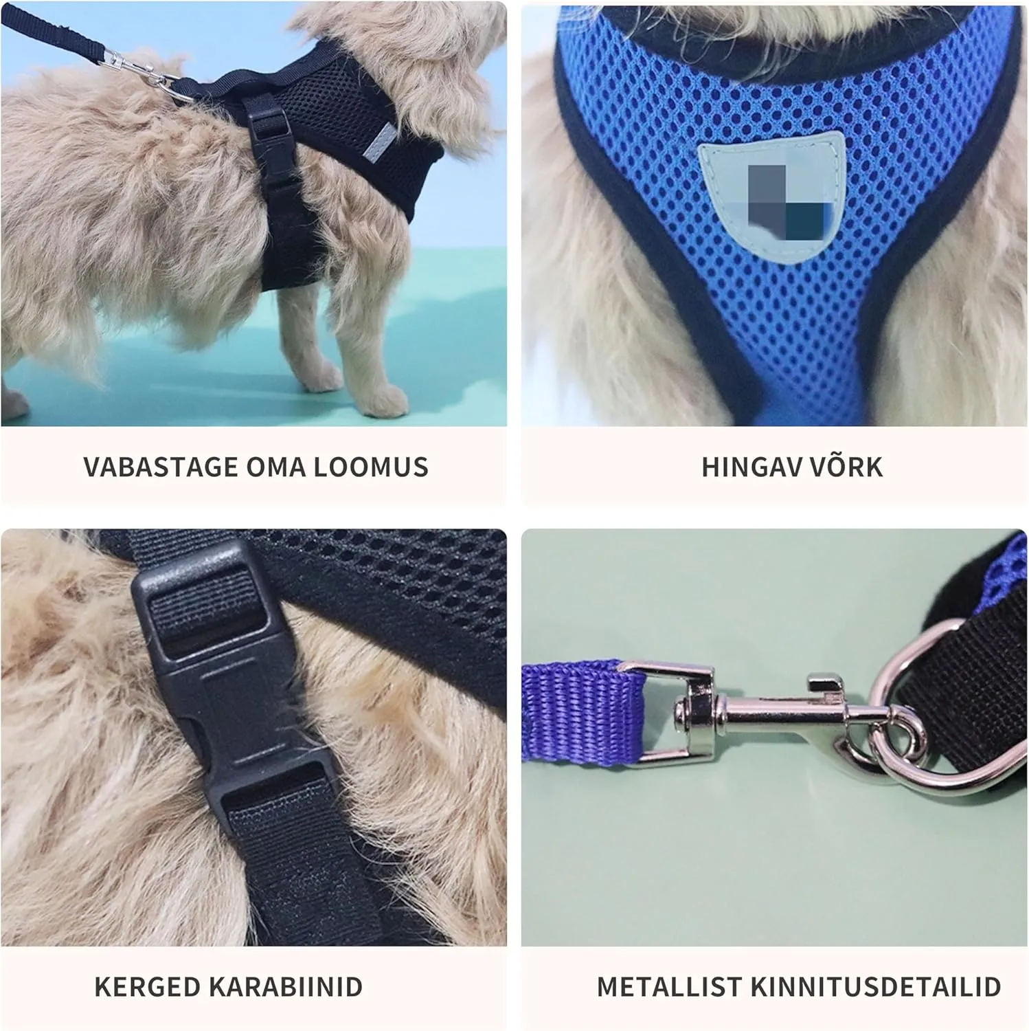 No Pull Dog Mesh Harness & Leash Set Adjustable Soft Padded Pet Vest with Easy Control Handle for Small Medium Dogs Cats,Puppy Harness,Step in Cat Dog Harness Vest for Training,Running,Walking (M)