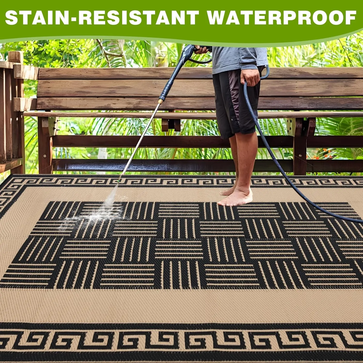 Outdoor Rug 8x10 ft Waterproof, Reversible Outdoor Plastic Straw Rug for Patios Clearance, Outdoor Area Rug Carpet RV Mat for Camping Backyard Deck Porch