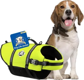 Paws Aboard Dog Life Jacket - Keep Your Canine Safe with a Neoprene Life Vest for Swimming and Boating - Available in Different Sizes, Color and Design to Choose - Neon Yellow, Small