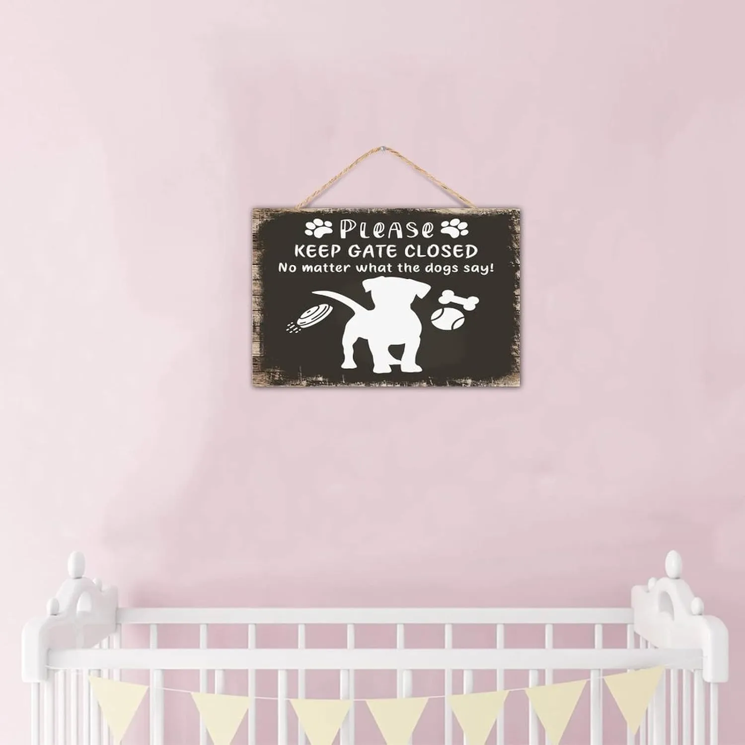 Personalized Wood Plank Hanging Sign Keep Gate Closed No Matter What The Dogs Say Rustic Decor for House Inspirational Painted Wood Sign Pet Dog Silhouette Bathroom Wall Decor Sign Gift Table 12x8