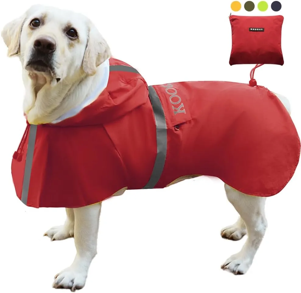 Pet Large Dog Raincoat Apparel Poncho Waterproof for Medium Large Sized for Dog Raincoat Clothes Jacket,Pet Dog Rain Jacket (Red,5XL)
