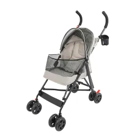 Pet Stroller, Foldable Pet Travel Stroller with Weather Cover, 2 Wheels Pet Strolling Cart for Small Medium Dogs Cats with Cup Holder Breathable Visible Mesh Outdoor Stroller for All-Season (Gray)