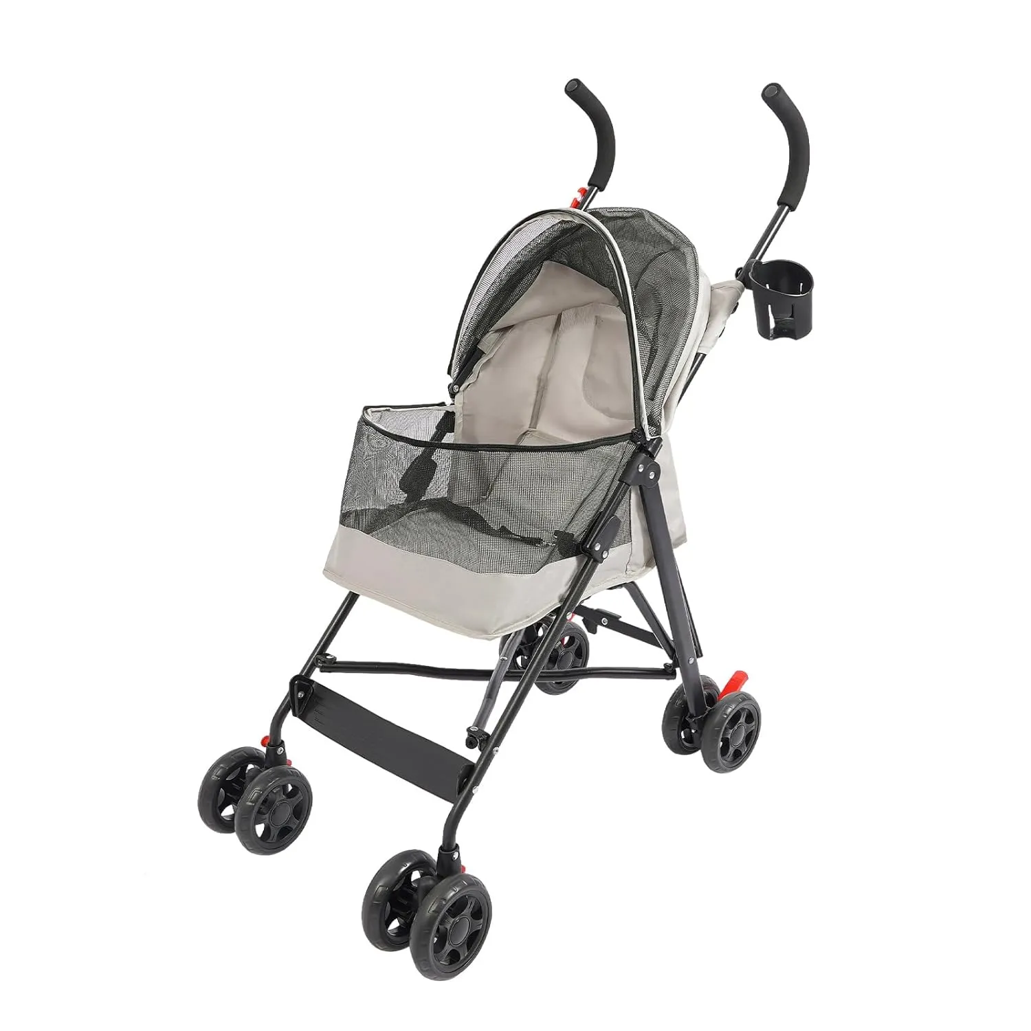 Pet Stroller, Foldable Pet Travel Stroller with Weather Cover, 2 Wheels Pet Strolling Cart for Small Medium Dogs Cats with Cup Holder Breathable Visible Mesh Outdoor Stroller for All-Season (Gray)