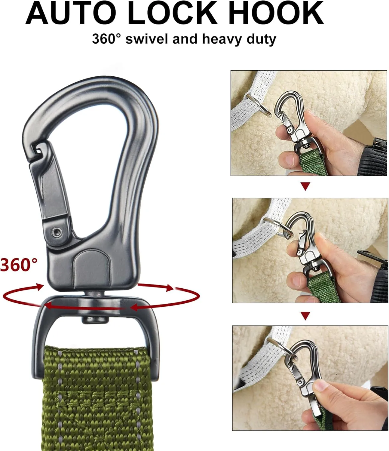 PetiFine 4FT Heavy Duty Dog Leash with Soft Padded Double Handle, Durable Strong Clasp Dog Leashes, Reflective Nylon Walking Lead for Large,Medium,Small Breed Dogs, Green