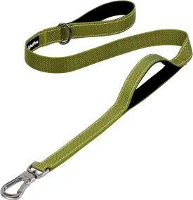 PetiFine 4FT Heavy Duty Dog Leash with Soft Padded Double Handle, Durable Strong Clasp Dog Leashes, Reflective Nylon Walking Lead for Large,Medium,Small Breed Dogs, Green