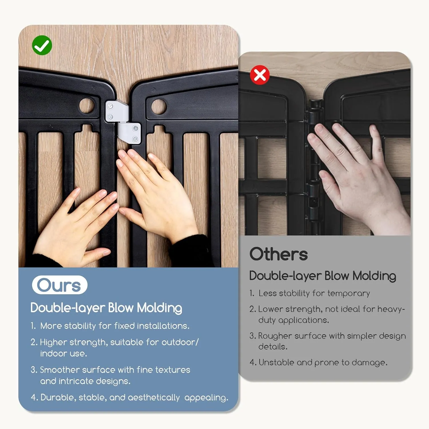 Plastic Dog Playpen | 6-Panel 24" Safe & Secure Indoor/Outdoor Pet Fence | Folding & Portable | 35 x 35 x 24IN, Ideal for Small to Medium Dogs | Easy to Clean Black