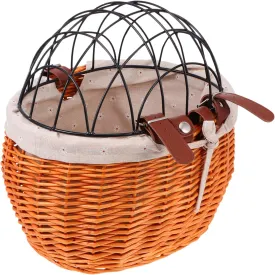 POPETPOP 1PC Removable Bike Basket for Pets Practical Front Bike Pannier and Easy to Install for Shopping Pet Transport Honey Color