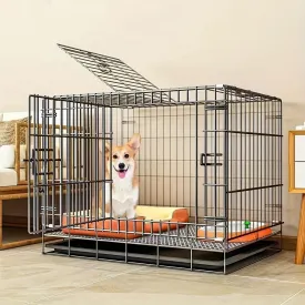 Portable Dog Cage with Partition & Tray