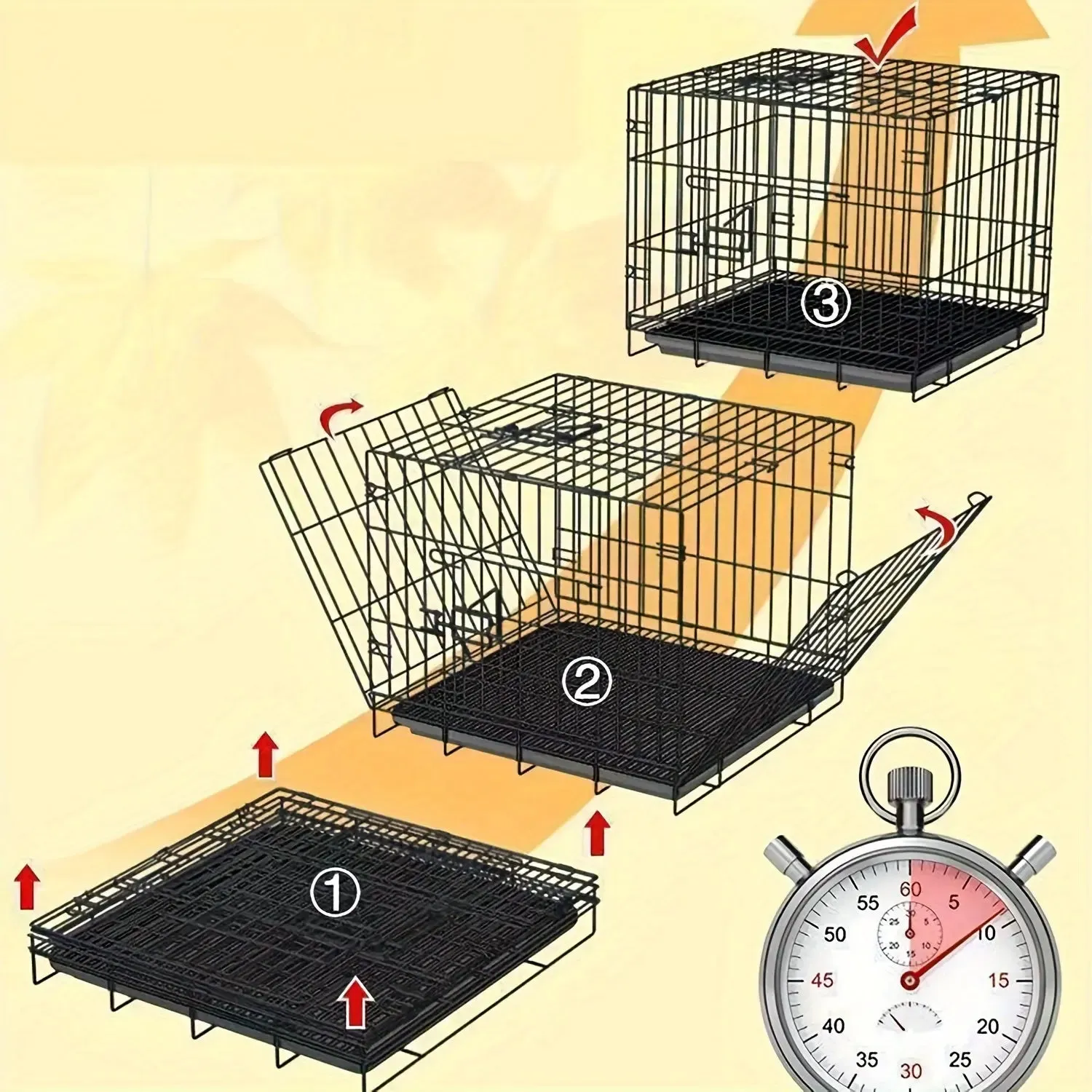 Portable Dog Cage with Partition & Tray