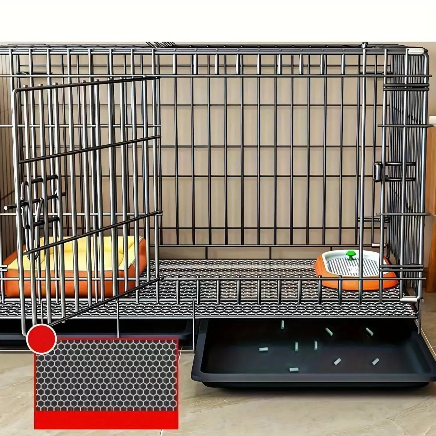 Portable Dog Cage with Partition & Tray