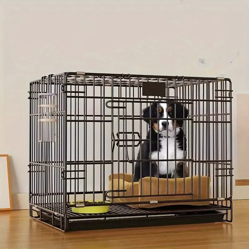 Portable Dog Cage with Partition & Tray
