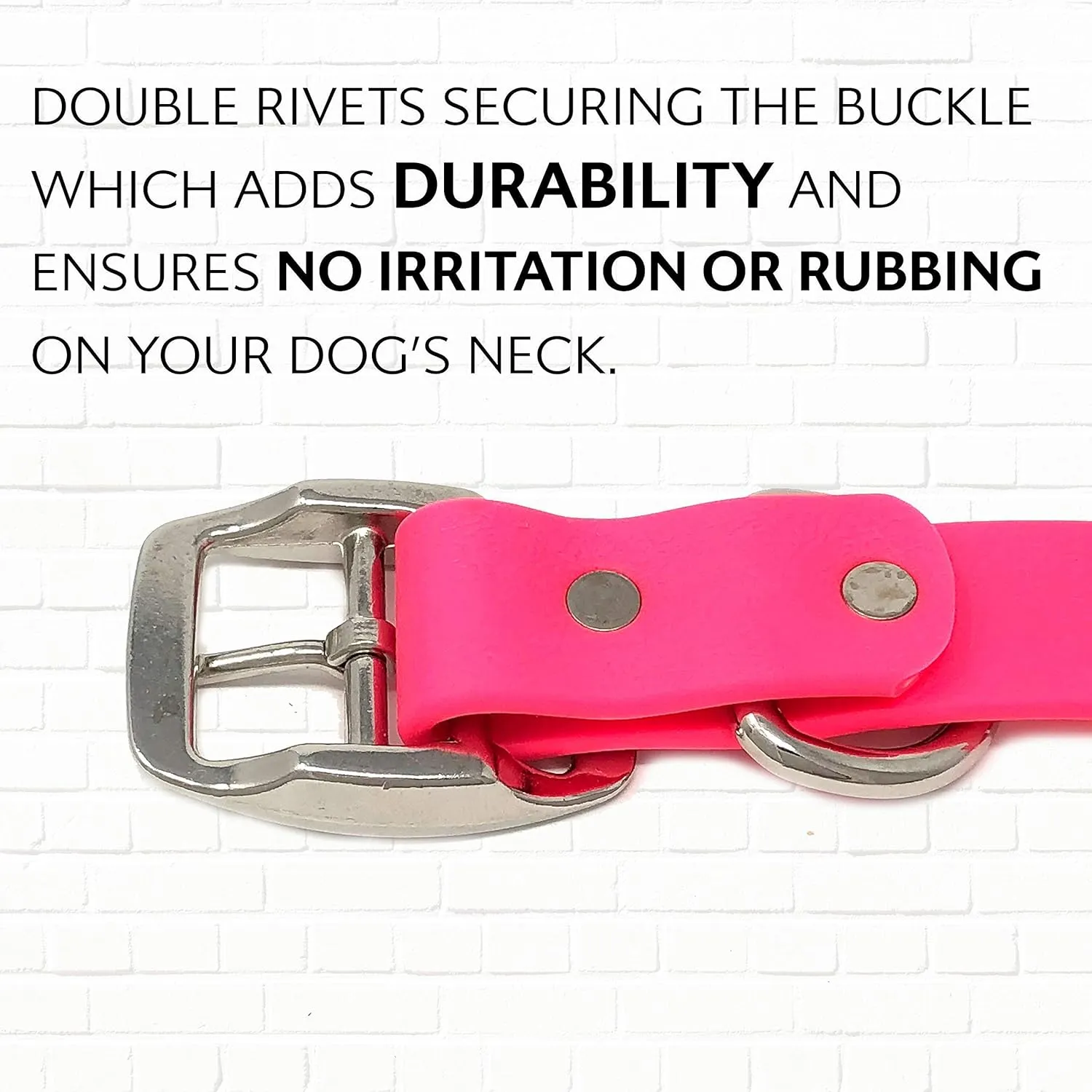 Regal Dog Products Small Pink Dog Collar with Custom Engraved Name Plate - Custom Fit, Resistant, Easy to Clean Biothane Waterproof Personalized Dog Collars with Double Buckle & Center Ring