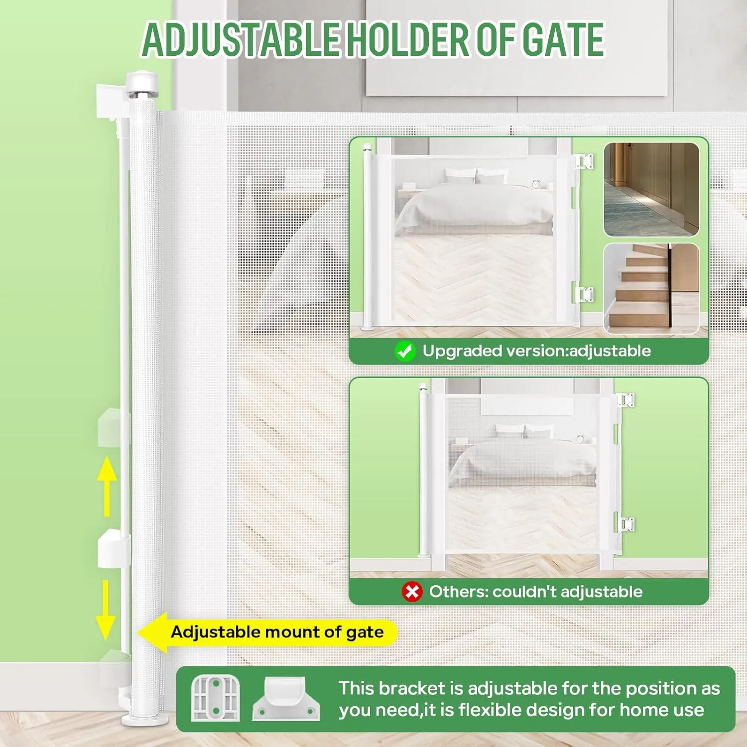 Retractable Baby Gate, Extra Wide Safety Kids or Pets Gate, 33 Tall, Extends to 71 Wide, Mesh Safety Dog Gate for Stairs, Indoor, Outdoor, Doorways, Hallways