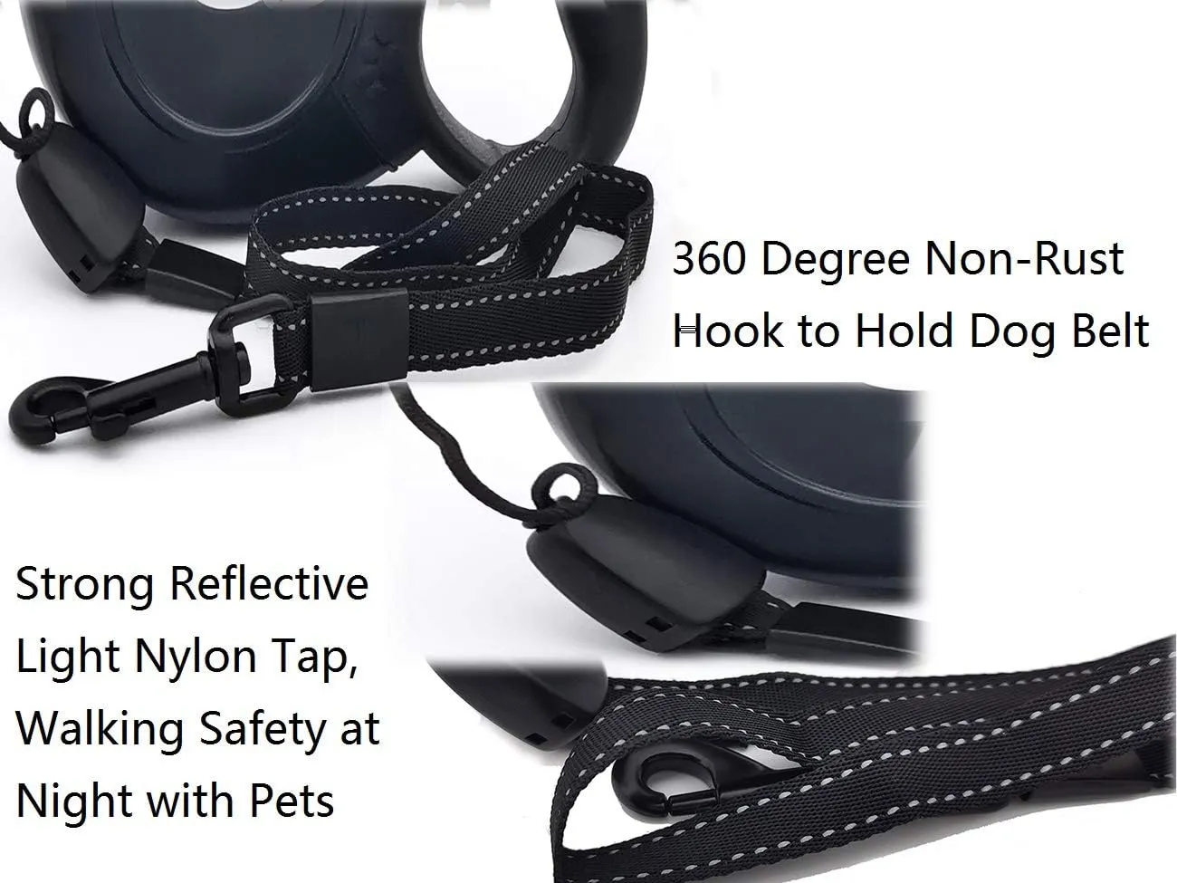 Retractable Dog Leash 26ft,360 Tangle-Free Long Cord Pet Puppy Walking Leashes,Non-Slip Handle for Small Medium Large Dogs,Up to 110 lbs Black