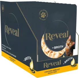 Reveal Natural Wet Cat Food, 12 Count, Grain Free, Limited Ingredient Cat Food Pouches, Chicken Breast in Broth, 2.47 oz Pouches