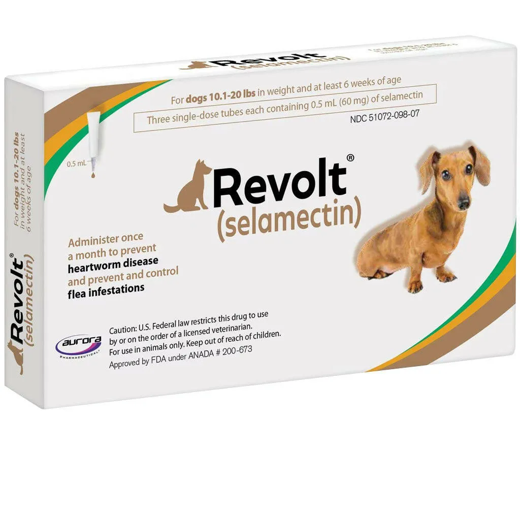 Revolt Topical Solution for Dogs, 10.1-20 lbs, (Brown Box)