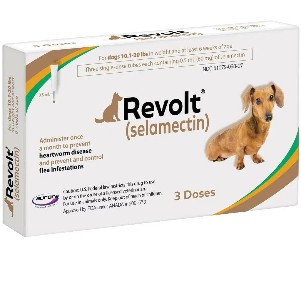 Revolt Topical Solution for Dogs, 10.1-20 lbs, (Brown Box)