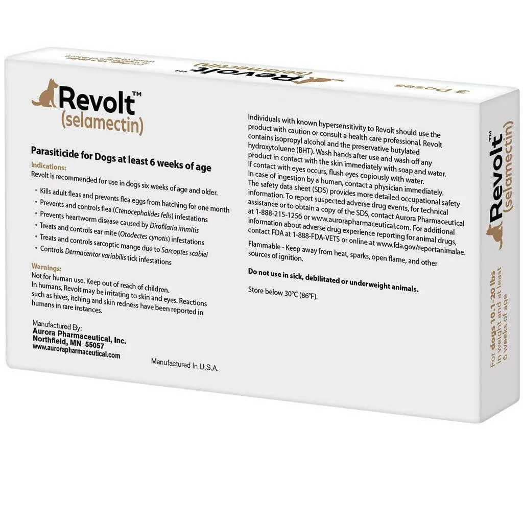 Revolt Topical Solution for Dogs, 10.1-20 lbs, (Brown Box)