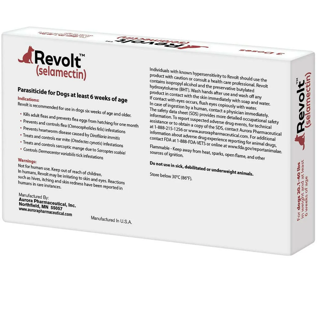 Revolt Topical Solution for Dogs 20.1-40 lbs (Maroon Box)