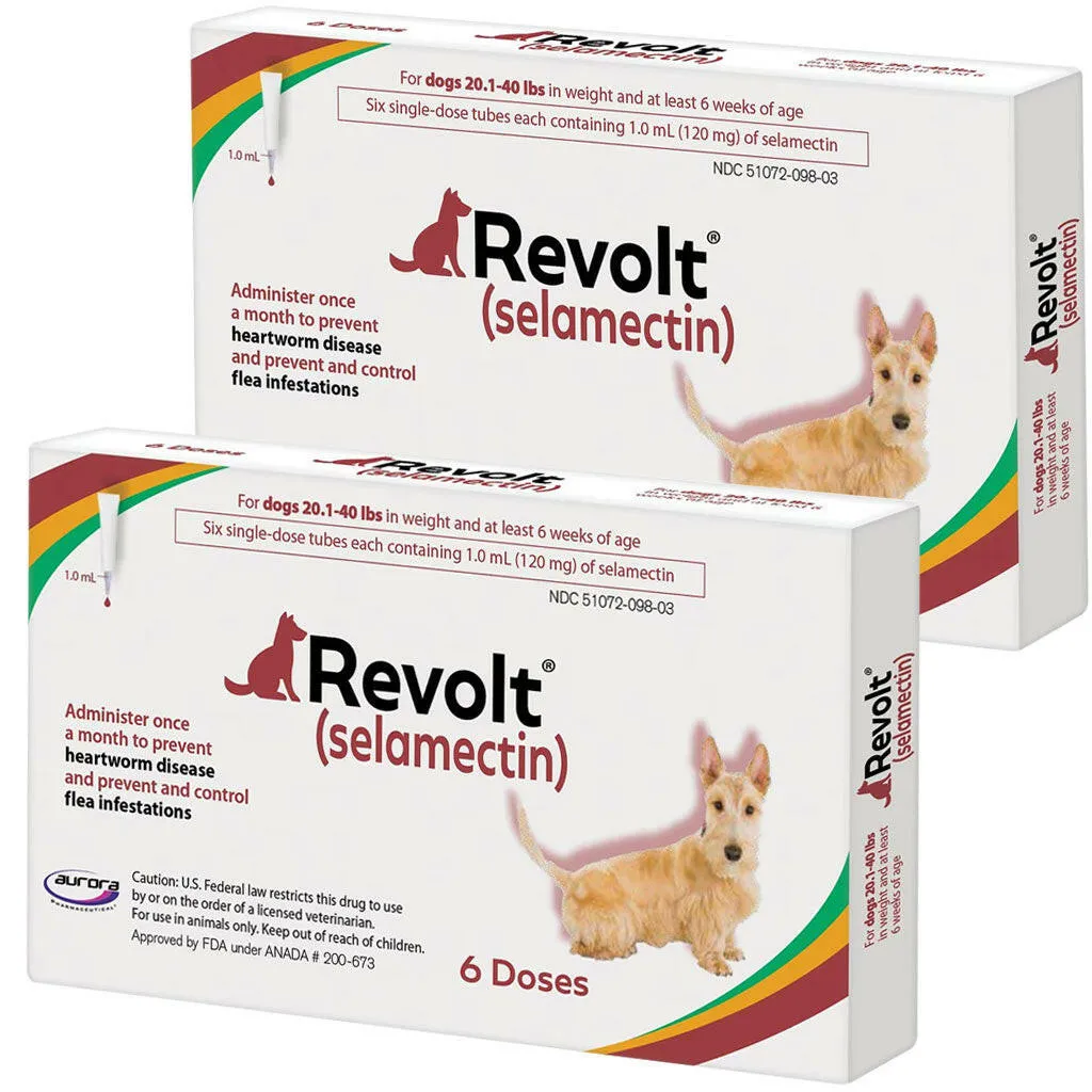 Revolt Topical Solution for Dogs 20.1-40 lbs (Maroon Box)