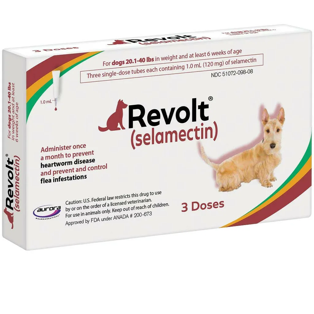 Revolt Topical Solution for Dogs 20.1-40 lbs (Maroon Box)