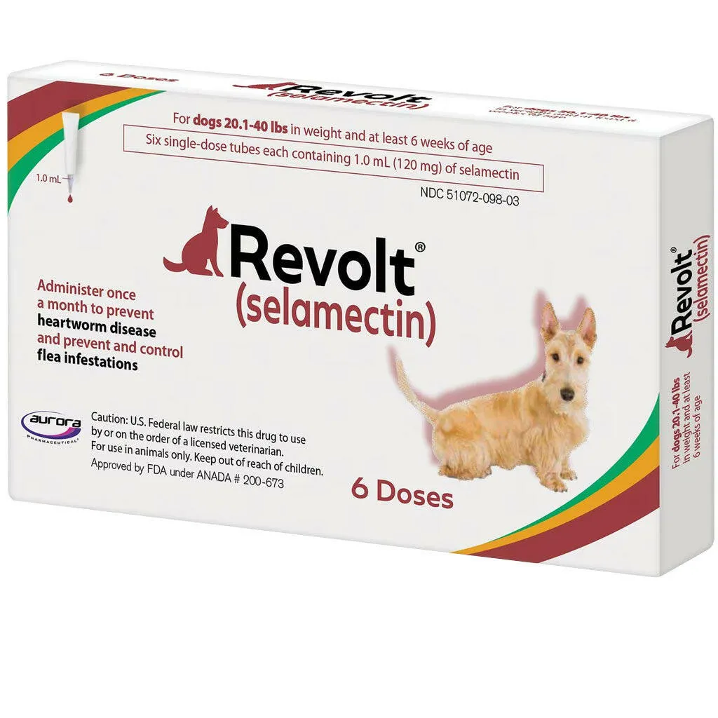 Revolt Topical Solution for Dogs 20.1-40 lbs (Maroon Box)