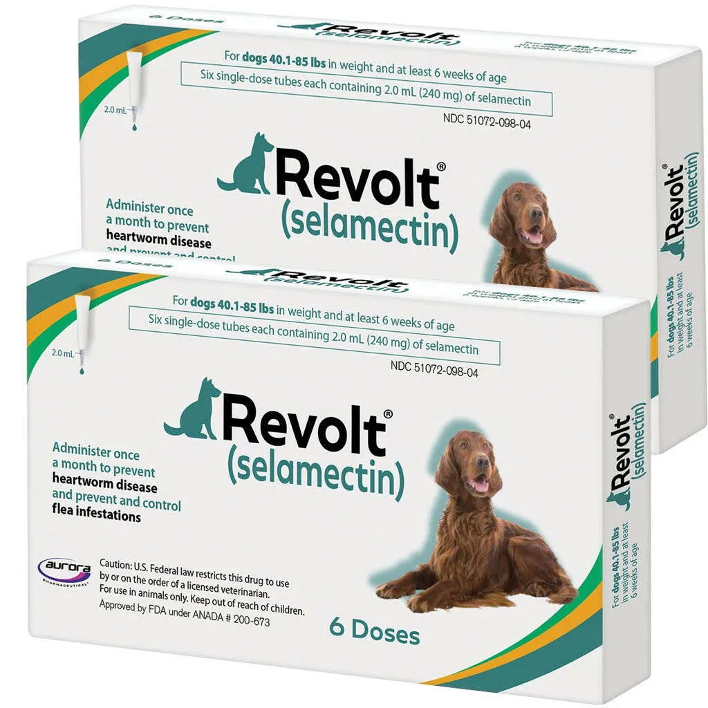 Revolt Topical Solution for Dogs 40.1-85 lbs (Teal Box)