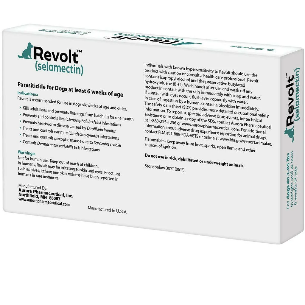 Revolt Topical Solution for Dogs 40.1-85 lbs (Teal Box)