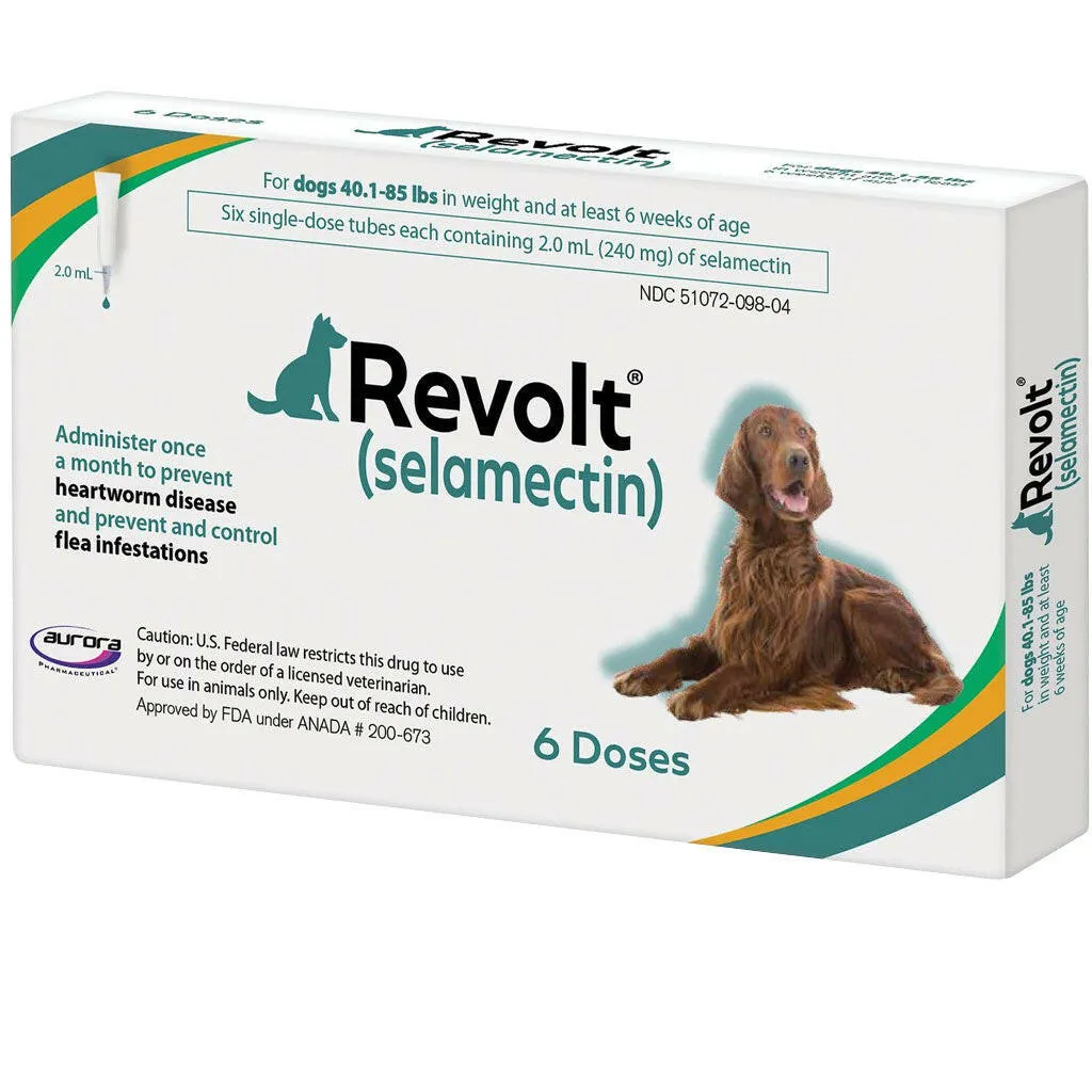 Revolt Topical Solution for Dogs 40.1-85 lbs (Teal Box)