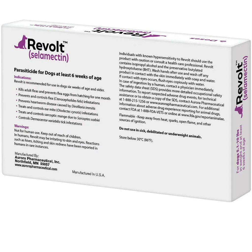 Revolt Topical Solution for Dogs 5.1-10 lbs (Purple Box)