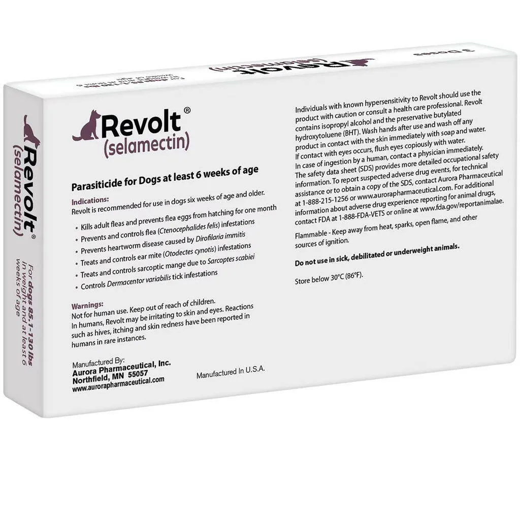 Revolt Topical Solution for Dogs 85.1-130 lbs (Purple Box)
