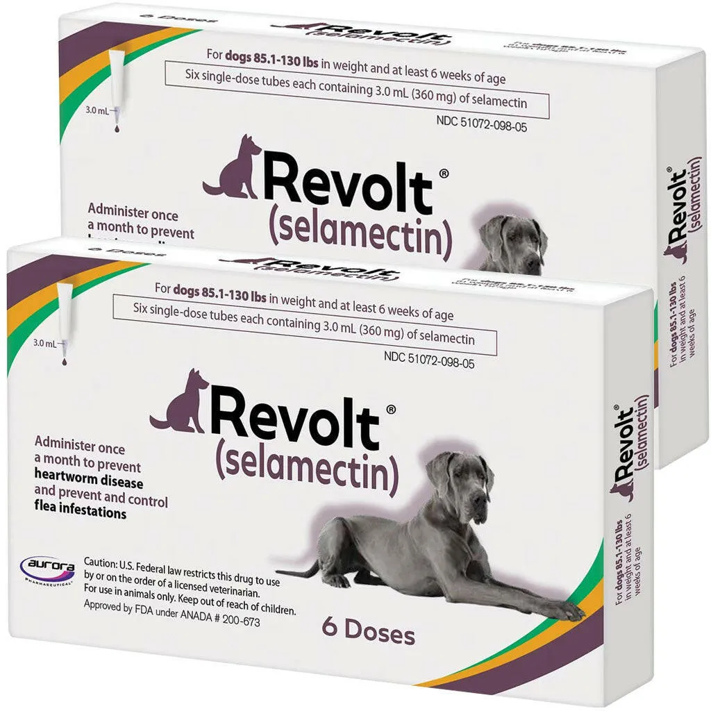 Revolt Topical Solution for Dogs 85.1-130 lbs (Purple Box)