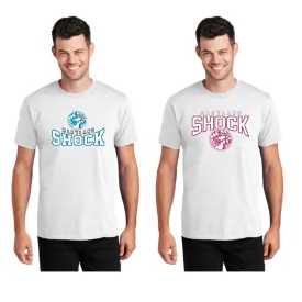 Shock travel basketball-adult tee- white
