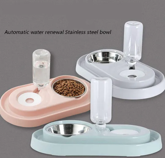 Stainless Steel Pet Bowls with Automatic Water Bottle | PetPals®