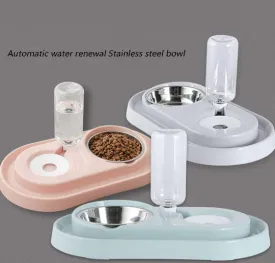 Stainless Steel Pet Bowls with Automatic Water Bottle | PetPals®