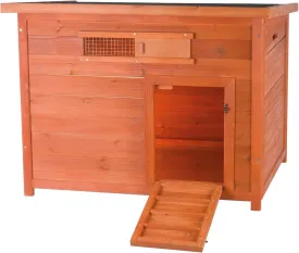 TRIXIE Natura Duck Coop with Ramp, Pull-Out Tub, Hinged Roof, Brown