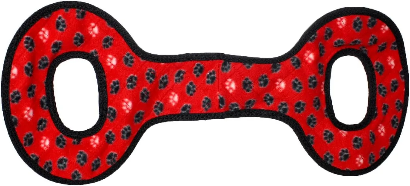 TUFFY - World's Tuffest Soft Dog Toy - NO Stuff Tug-O-War - Squeakers - Multiple Layers. Made Durable, Strong & Tough. Interactive Play (Tug, Toss & Fetch). Machine Washable & Floats (Red Paw)
