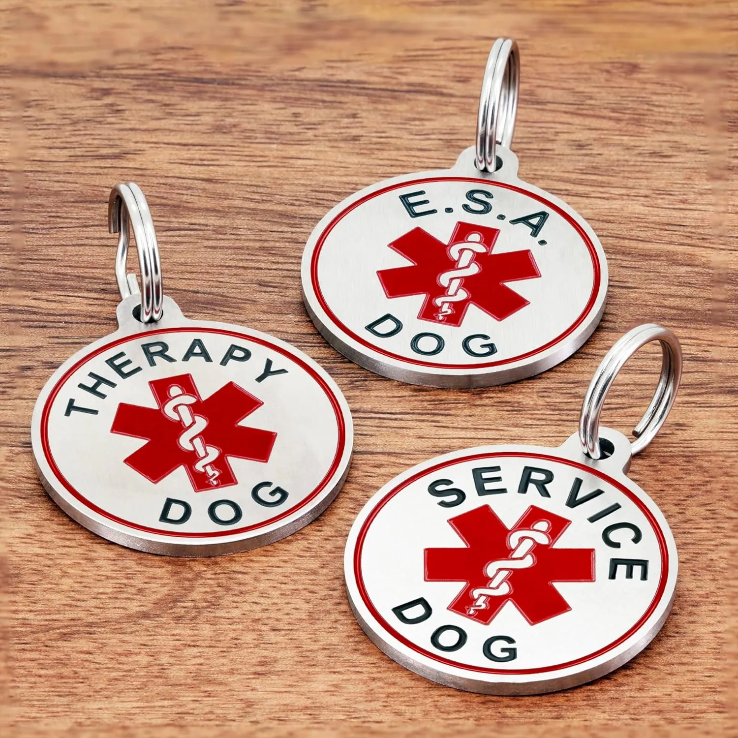 Ultra Joys Personalized Engraved Service Dog ID Tag - Small, Black, Round, Stainless Steel, 1 Count