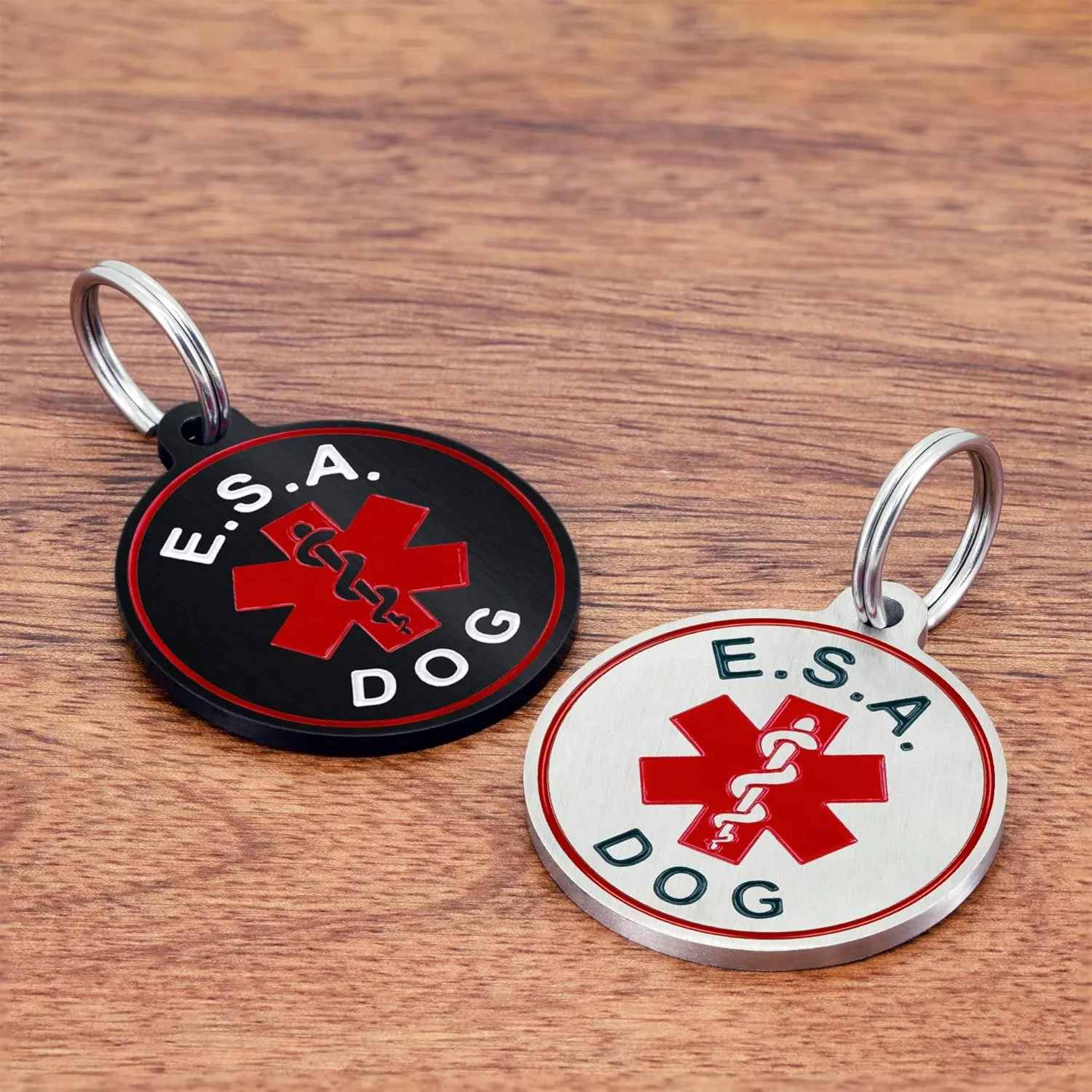 Ultra Joys Personalized Engraved Service Dog ID Tag - Small, Black, Round, Stainless Steel, 1 Count