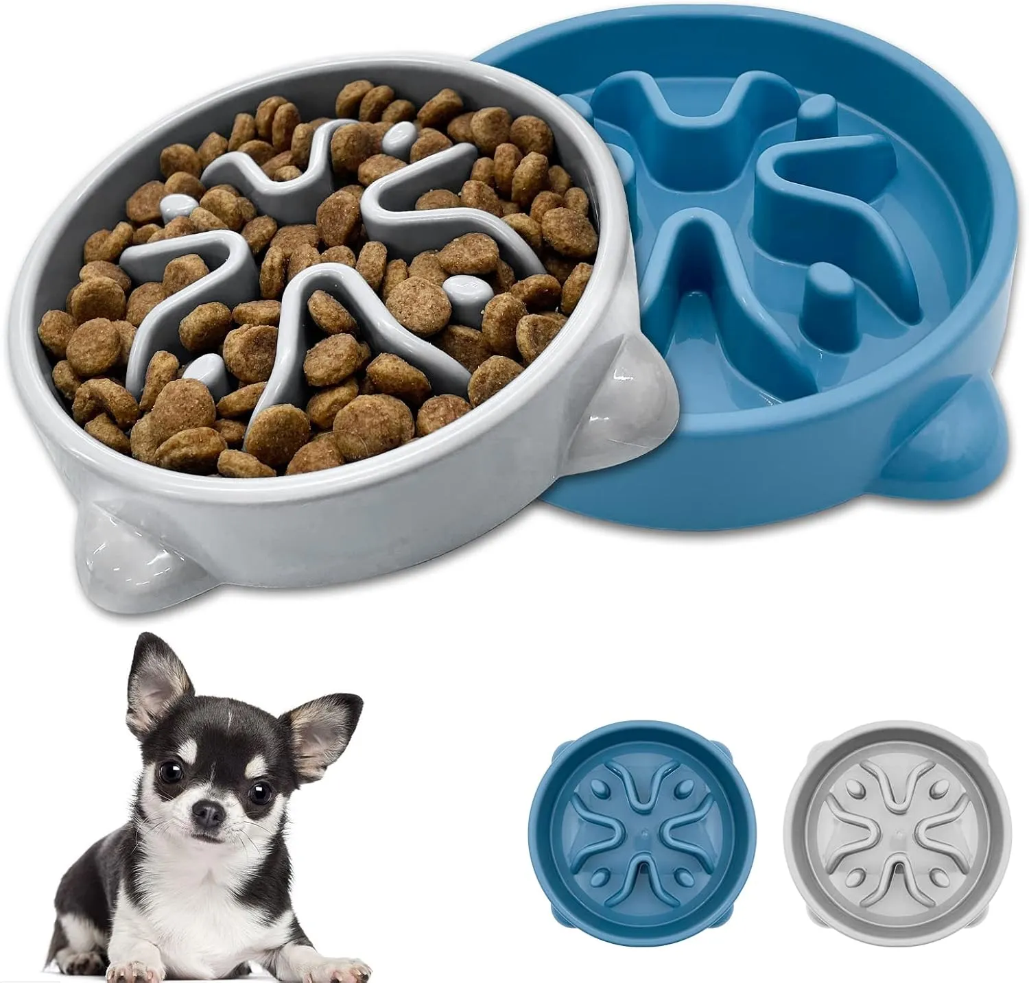 VANNON 2 Pack Slow Feeder Dog Bowls Non Slip Puppy Bowl Durable Dog Puzzle Feeder Bloat Stop Food Bowls for Puppy and Small Dogs, BPA Free, 1 Cup