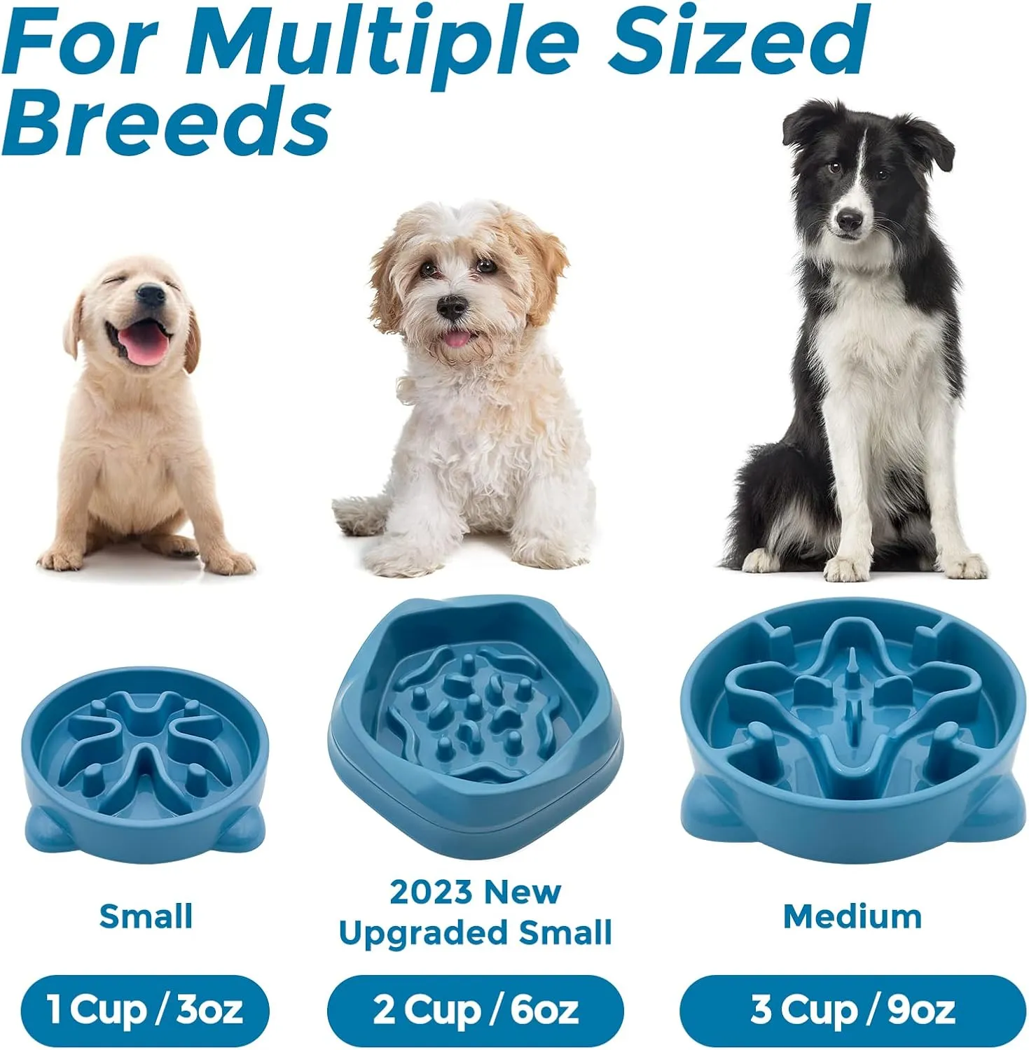 VANNON 2 Pack Slow Feeder Dog Bowls Non Slip Puppy Bowl Durable Dog Puzzle Feeder Bloat Stop Food Bowls for Puppy and Small Dogs, BPA Free, 1 Cup
