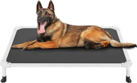 Veehoo Chew Proof Elevated Dog Bed - Cooling Raised Pet Cot - Silver Aluminum Frame and Durable Textilene Mesh Fabric, Unique Designed No-Slip Feet for Indoor or Outdoor Use, Black, Large, CWC2003