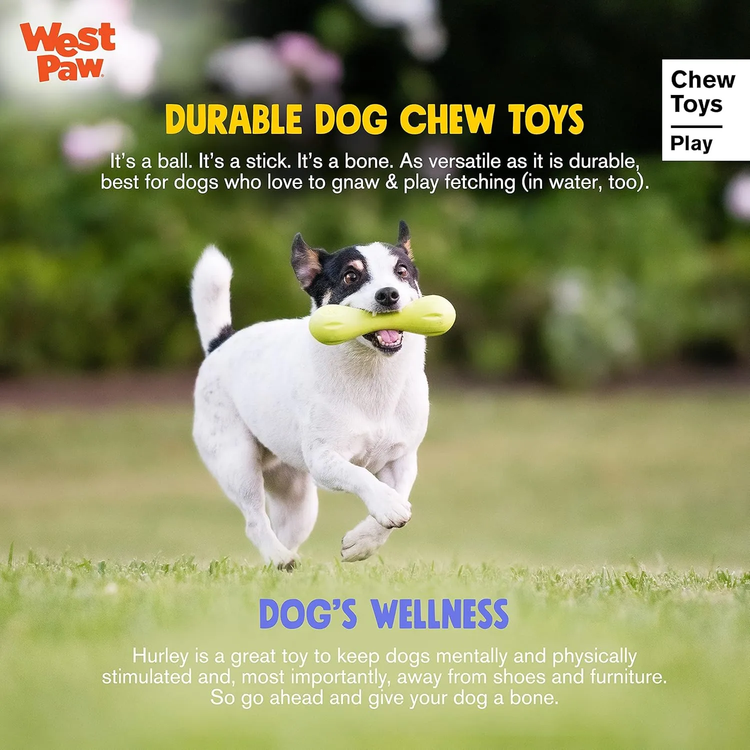 WEST PAW Zogoflex Hurley Dog Bone Chew Toy  Floatable Pet Toys for Aggressive Chewers, Catch, Fetch  Bright-Colored Bones for Dogs  Recyclable, Dishwasher-Safe, Non-Toxic, Small, Tangerine